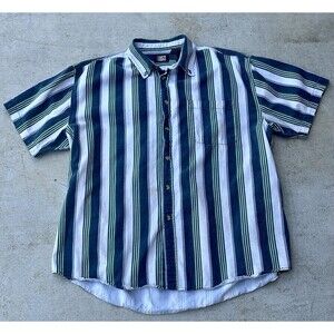 Vintage Faded Glory XL Striped Denim Shirt | 90s‎ Y2K Button Down Rare Tag Error